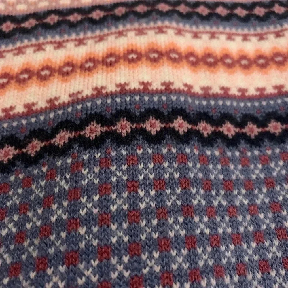 G.H.Bass Pink Blue Patterend Cardigan Sweater Button Down Preppy Fair ilse XS - Picture 4 of 4